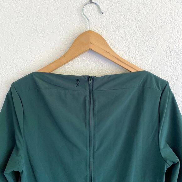 Betabrand Elixir Square Neck Fit & Flare Midi Dress Emerald Green Medium NWT - Picture 6 of 12